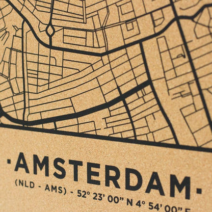 Mapa de corcho - Woody Map Natural Amsterdam----Misswood