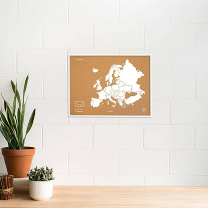 Mapa de corcho - Woody Map Natural Europa-Blanco / 60x45 cm / Marco Blanco-Blanco-60x45 cm-Marco BlancoMisswood