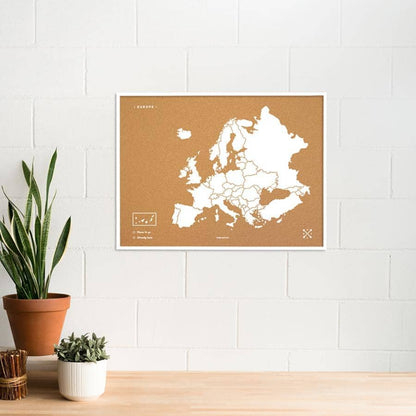Mapa de corcho - Woody Map Natural Europa-Blanco / 90x60 cm / Marco Blanco-Blanco-90x60 cm-Marco BlancoMisswood
