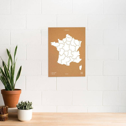 Mapa de corcho - Woody Map Natural Francia-60 x 45 cm / Blanco / Sin Marco-60 x 45 cm-Blanco-Sin MarcoMisswood