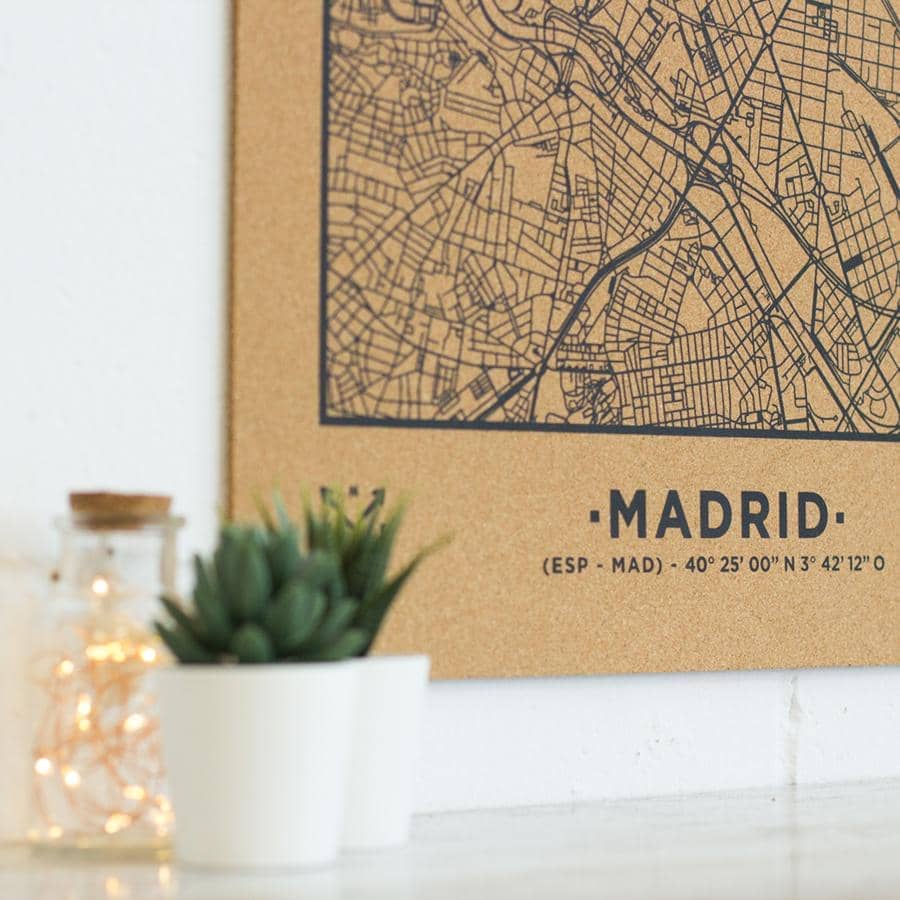 Mapa de corcho - Woody Map Natural Madrid----Misswood