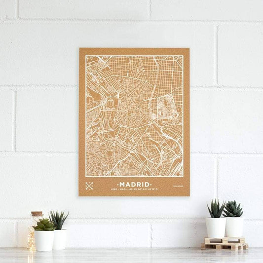 Mapa de corcho - Woody Map Natural Madrid-60 x 45 cm / Blanco / Sin Marco-60 x 45 cm-Blanco-Sin MarcoMisswood