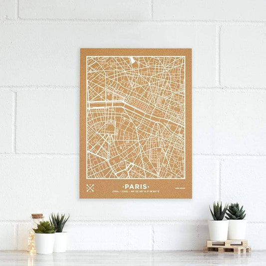 Mapa de corcho - Woody Map Natural Paris-60 x 45 cm / Blanco / Sin Marco-60 x 45 cm-Blanco-Sin MarcoMisswood