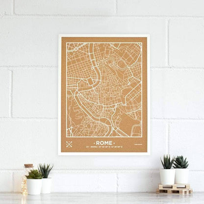 Mapa de corcho - Woody Map Natural Roma-60 x 45 cm / Blanco / Marco Blanco-60 x 45 cm-Blanco-Marco BlancoMisswood