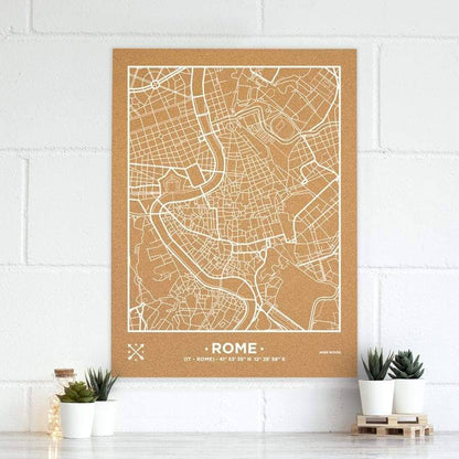 Mapa de corcho - Woody Map Natural Roma-90 x 60 cm / Blanco / Sin Marco-90 x 60 cm-Blanco-Sin MarcoMisswood
