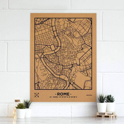 Mapa de corcho - Woody Map Natural Roma-90 x 60 cm / Negro / Sin Marco-90 x 60 cm-Negro-Sin MarcoMisswood