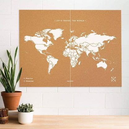 Mapamundi corcho - Woody Map Natural World-120 x 90 cm / Blanco / Sin marco-120 x 90 cm-Blanco-Sin marcoMisswood