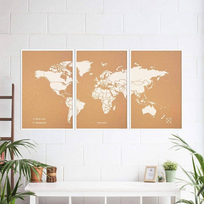 Mapamundi corcho - Woody Map Natural World-180 x 90 cm / Blanco / Marco Blanco-180 x 90 cm-Blanco-Marco BlancoMisswood