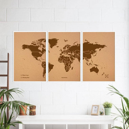 Mapamundi corcho - Woody Map Natural World-180 x 90 cm / Marron / Marco Blanco-180 x 90 cm-Marron-Marco BlancoMisswood
