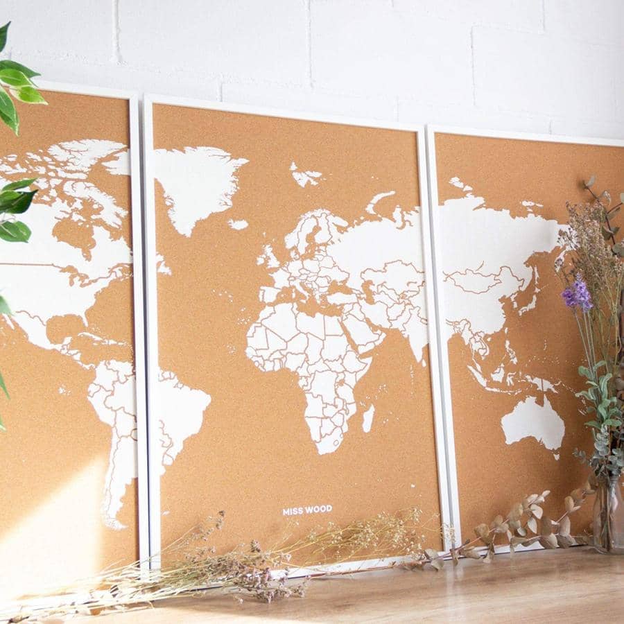 Mapamundi corcho - Woody Map Natural World----Misswood
