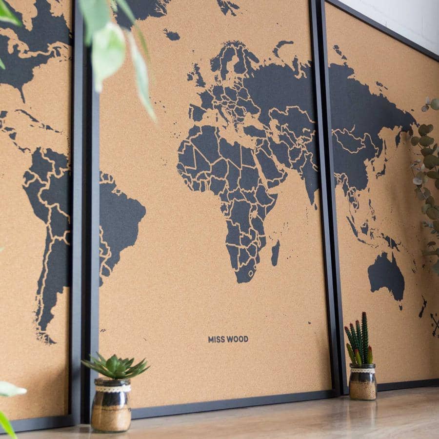 Mapamundi corcho - Woody Map Natural World----Misswood