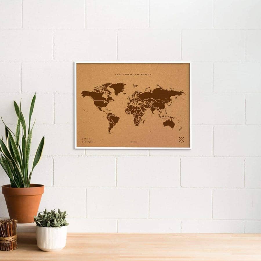 Mapamundi corcho - Woody Map Natural World-60 x 45 cm / Marron / Marco Blanco-60 x 45 cm-Marron-Marco BlancoMisswood