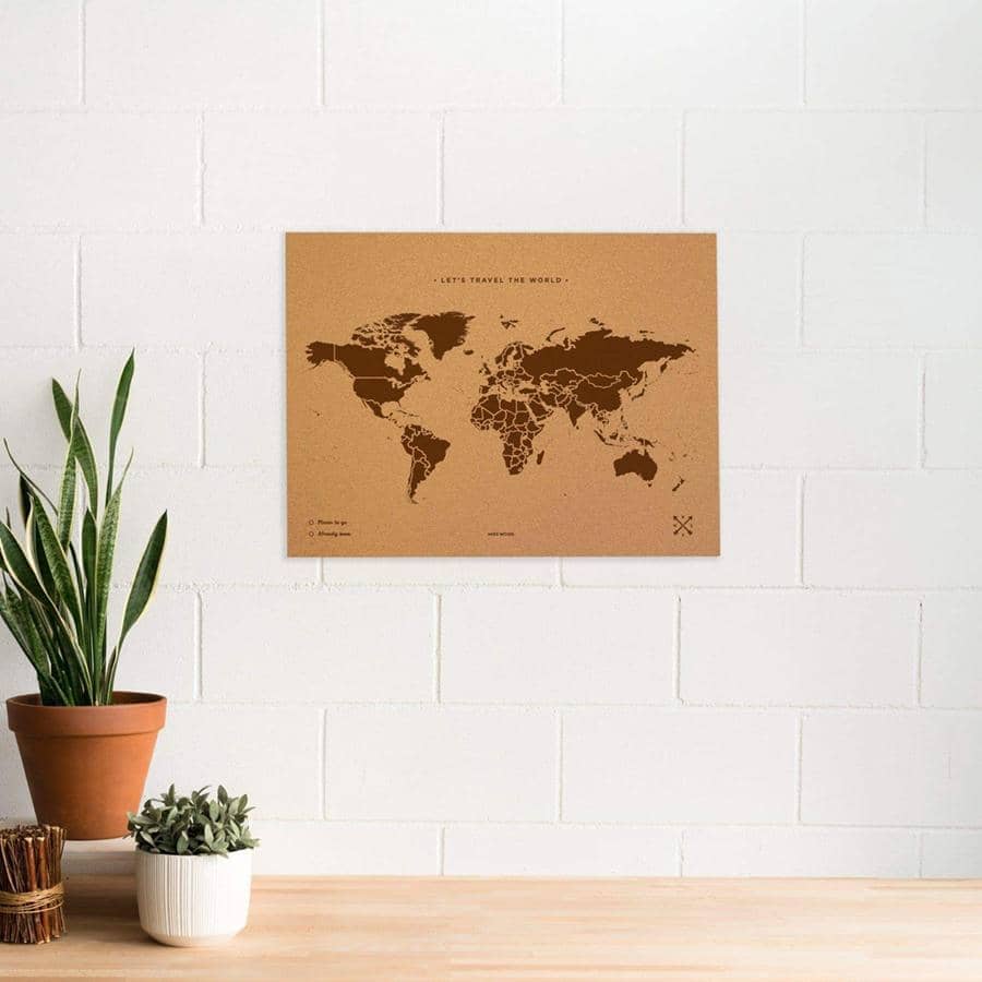 Mapamundi corcho - Woody Map Natural World-60 x 45 cm / Marron / Sin marco-60 x 45 cm-Marron-Sin marcoMisswood