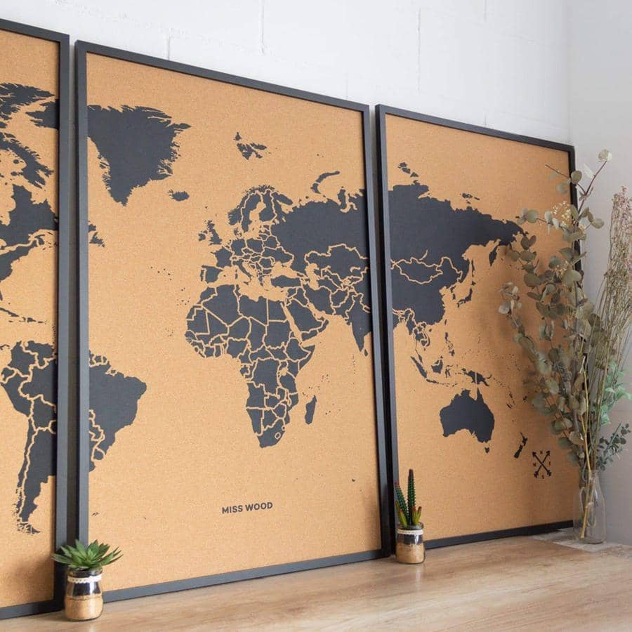 Mapamundi corcho - Woody Map Natural World----Misswood