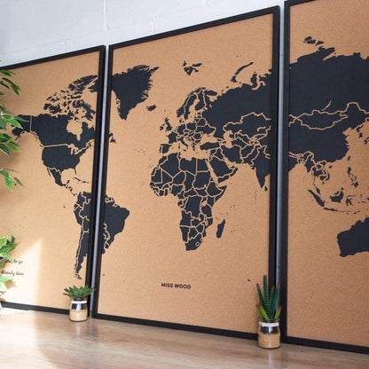 Mapamundi corcho - Woody Map Natural World----Misswood