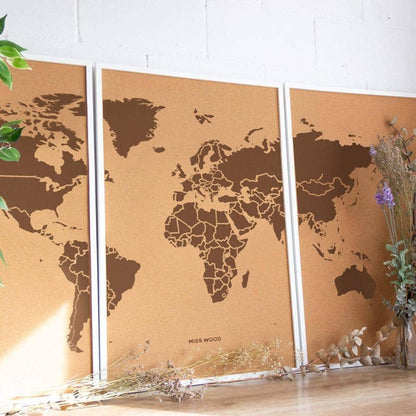Mapamundi corcho - Woody Map Natural World----Misswood