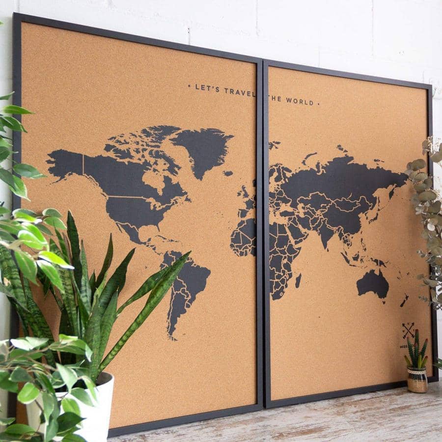 Mapamundi corcho - Woody Map Natural World----Misswood